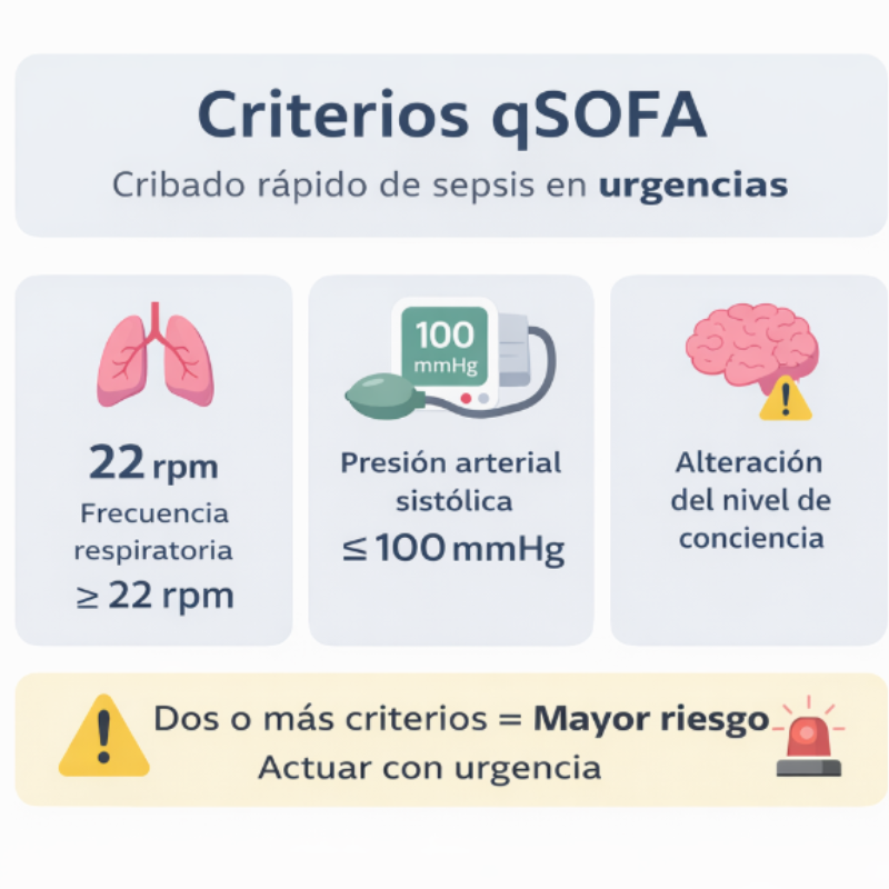 Criterios qSOFA para el cribado rápido de sepsis en urgencias